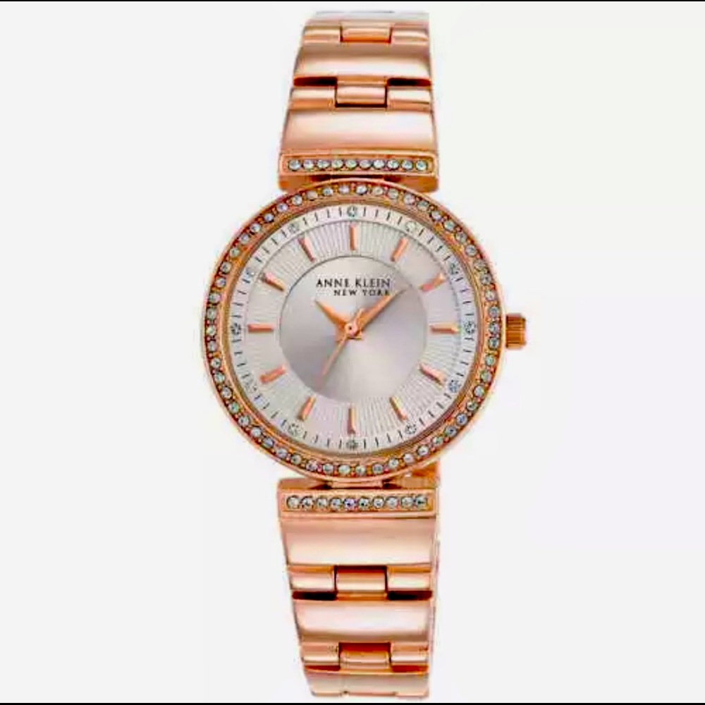 Anne Klein New York Crystal Rose Gold-Tone Watch